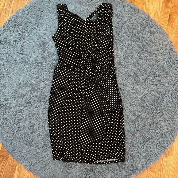 Lauren Ralph Lauren Black White Polka Dot Dress Size 12 - Picture 1 of 5